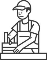 minimalist line art icon bookbinding in action logo symbol vector