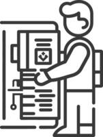 minimalist line art icon bookbinding in action logo symbol vector