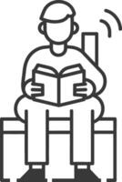 minimalist line art icon bookbinding in action logo symbol vector