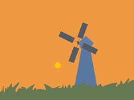 flat design windmill illustration vector