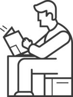 minimalist line art icon bookbinding in action logo symbol vector