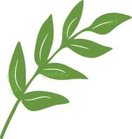 Simple dark green twig with pointed leaves, herb vector