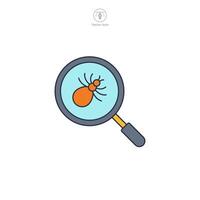 magnifying glass with flea icon symbol illustration isolated on white background vector