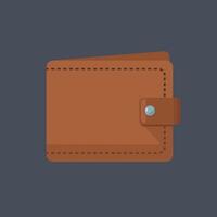 brown skin wallet in flat design. vector