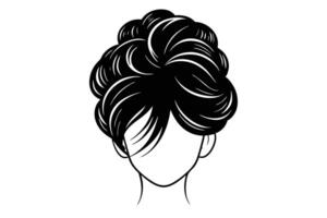 messy bun set silhouette vector