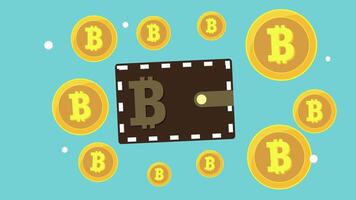 Bitcoin Wallet Animation with bitcoin coins bitcoin symbol video