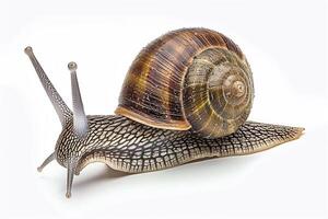 Close-Up of a Garden Snail with Shell. photo