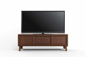 Modern Flat Screen LED TV on White Background. photo