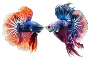 Vibrant Betta Fish Facing Off. photo