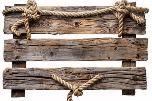 Rustic Wooden Ladder with Rope Ties. photo
