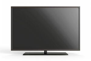 Modern Flat Screen LED TV on White Background. photo