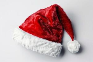 Santa Claus Hat with Fluffy White Trim. photo