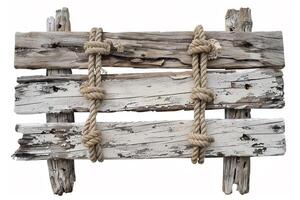 Rustic Wooden Ladder with Rope Ties. photo
