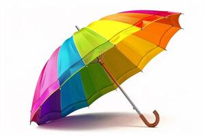 Colorful Rainbow Umbrella on White Background. photo