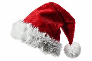 Santa Claus Hat with Fluffy White Trim. photo