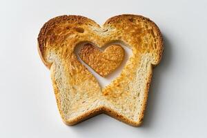 Heart-Shaped Cutout in Toasted Bread Slice. photo
