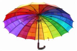 Colorful Rainbow Umbrella on White Background. photo