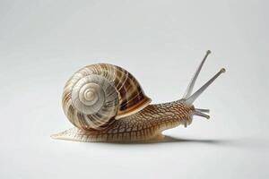 Close-Up of a Garden Snail with Shell. photo