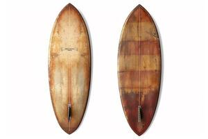 Four Vintage Surfboards on White Background. photo