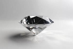 Brilliant Cut Diamond on White Background. photo