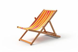 Colorful Striped Beach Chair Isolated. photo