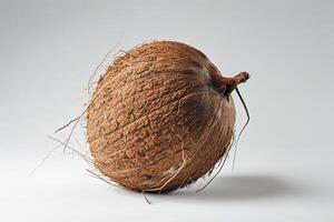 Whole Brown Coconut on White Background. photo