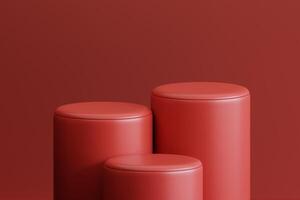 Product display red podium for product presentation. 3d rendering. photo