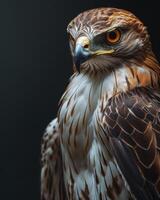 Short-toed Snake Eagle bird in studio isolated on black background photo