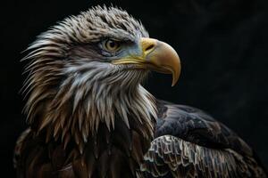 White tailed Eagle bird in studio isolated on black background photo