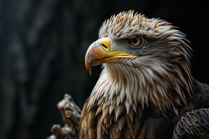 White tailed Eagle bird in studio isolated on black background photo