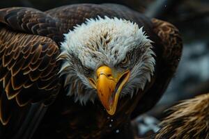 Bald Eagle Bird fighting in the forest photo