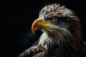 White tailed Eagle bird in studio isolated on black background photo