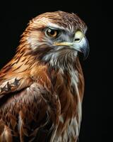 Short-toed Snake Eagle bird in studio isolated on black background photo