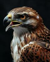 Short-toed Snake Eagle bird in studio isolated on black background photo