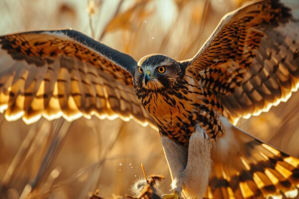 Northern Harrier Eagle Bird flying in the forest