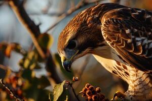 Red Tailed Hawk Eagle bird in the forest photo