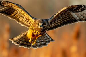 Northern Harrier Eagle Bird flying in the forest photo