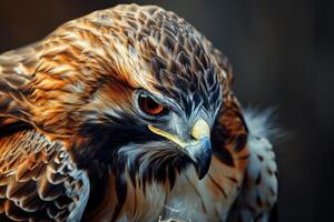 Red Tailed Hawk Eagle in studio isolated on black background photo