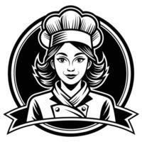 Female Chef with Dish in Hand Logo Icon on White Transparent Background for Restaurants Hotels vector