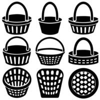 Basket line art logo icon on white transparent background for web use vector