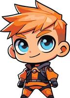 Orange Cute Chiby Agent Character vector