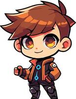 Cute Chiby Boys With Orange Jackets vector
