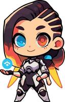 Cute Astral girl with chiby agent character vector
