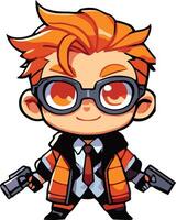 Cute Chiby Character Boys With Gun vector