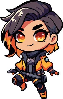 Cute Chiby Fire Girl Character