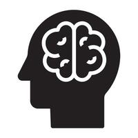 Brain innovation black icon. vector