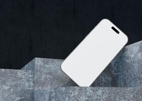 Mobile phone screen on rocks background mockup photo