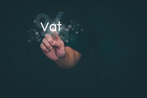 financial research government taxes and tax return calculation concepts Businessmen showing taxes on real estate Ideas for filling out online tax return forms for payments online photo