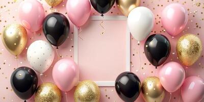 Greeting birthday card with balloons photo