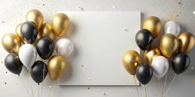Greeting birthday card with balloons photo